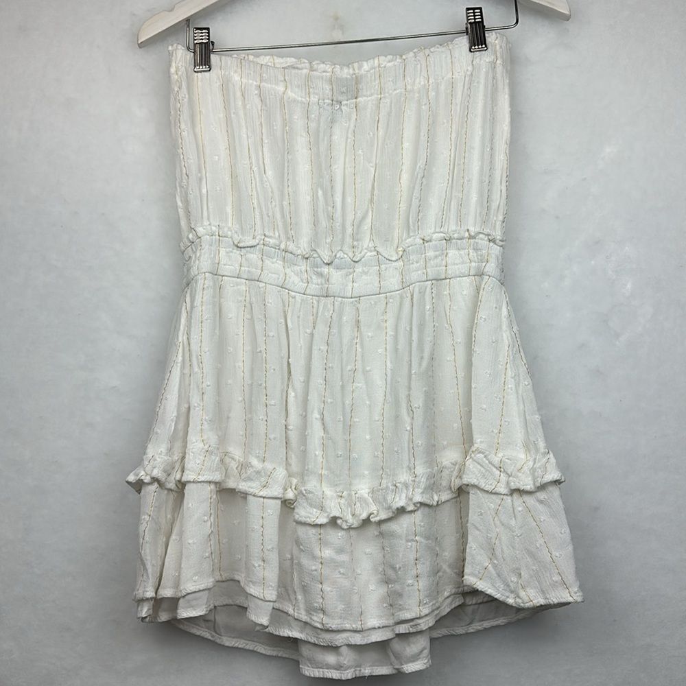 Blue Life A-line MINI Strapless DRESS Cream/Off White Sz L Boho - Picture 7 of 10